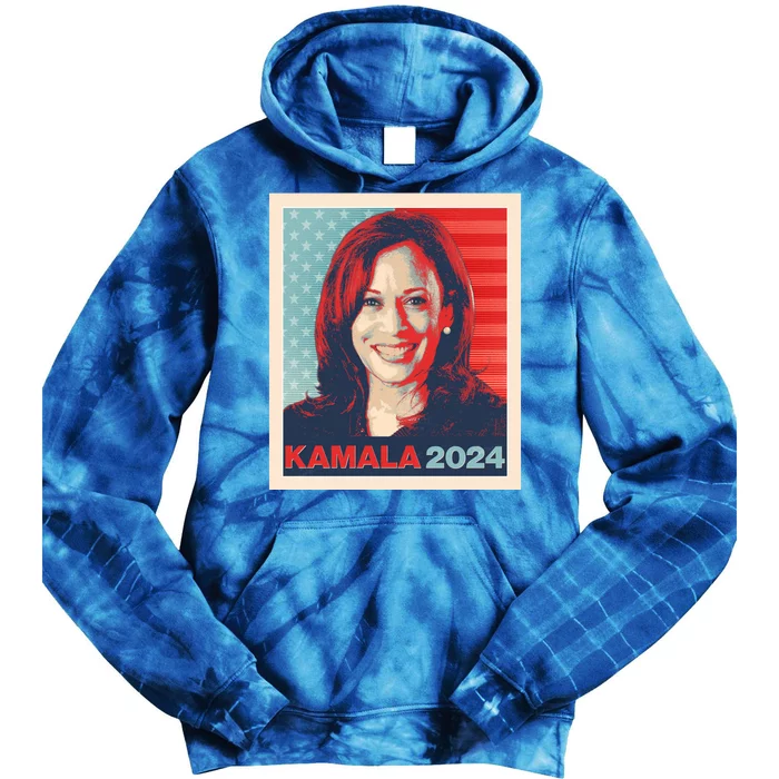 Vintage Style Poster Vote Kamala Harris 2024 Tie Dye Hoodie