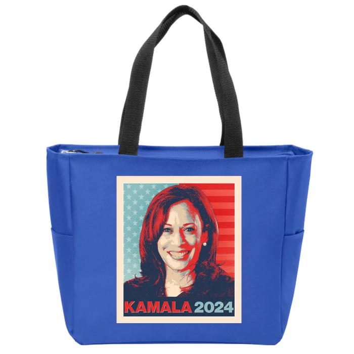 Vintage Style Poster Vote Kamala Harris 2024 Zip Tote Bag