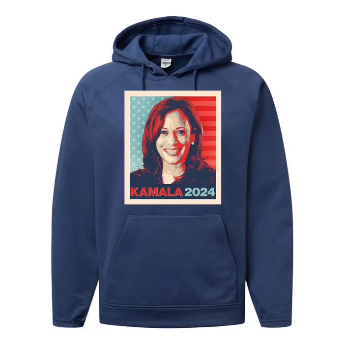 Vintage Style Poster Vote Kamala Harris 2024 Performance Fleece Hoodie