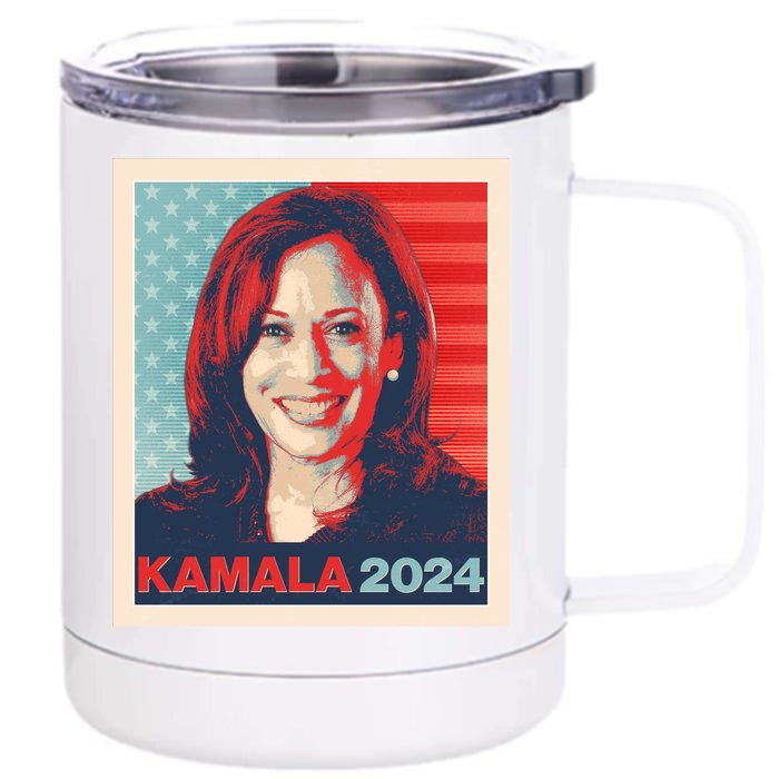 Vintage Style Poster Vote Kamala Harris 2024 Front & Back 12oz Stainless Steel Tumbler Cup