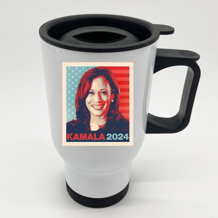 Vintage Style Poster Vote Kamala Harris 2024 Front & Back Stainless Steel Travel Mug