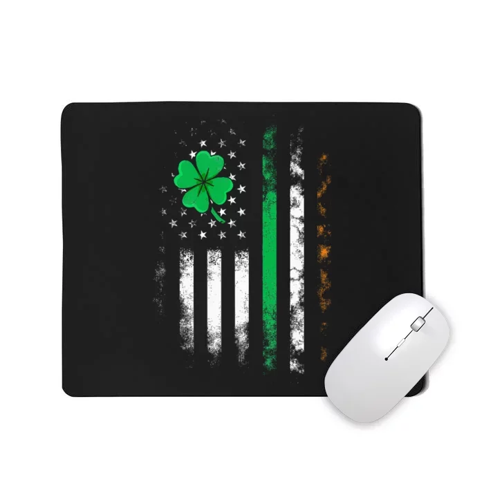 Vintage St Patrick's Day Irish American Flag Shamrock Lucky Mousepad