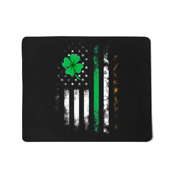 Vintage St Patrick's Day Irish American Flag Shamrock Lucky Mousepad