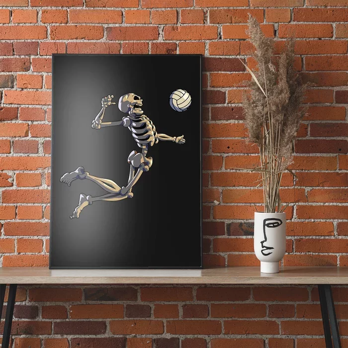 Volleyball Skeleton Player Halloween Poster