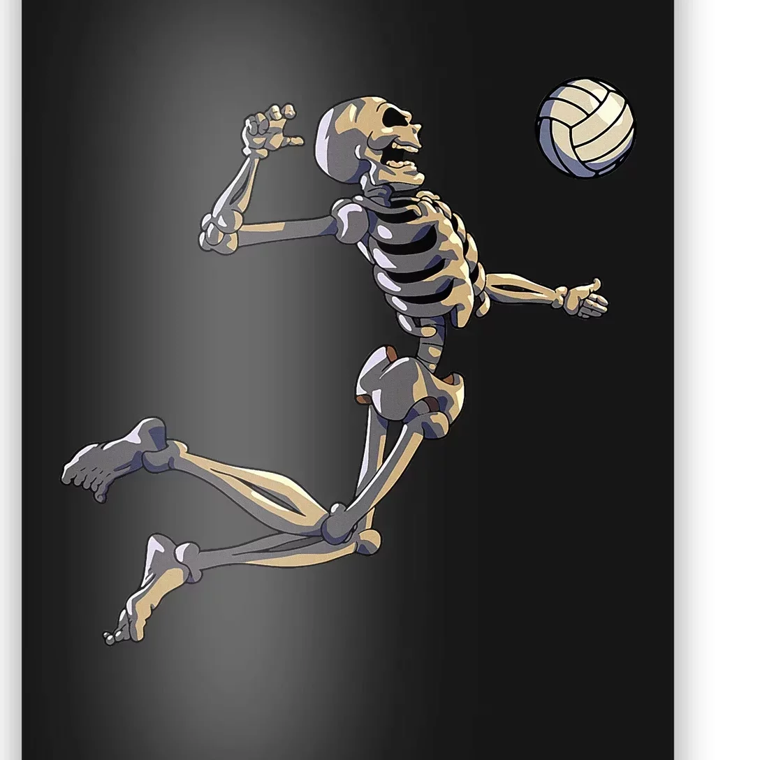 Volleyball Skeleton Player Halloween Poster