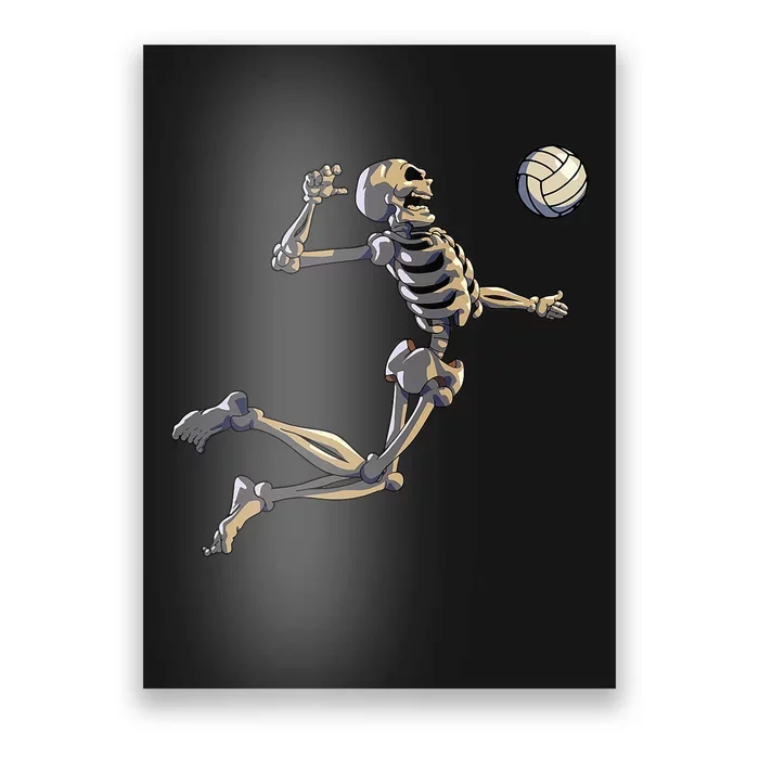 Volleyball Skeleton Player Halloween Poster