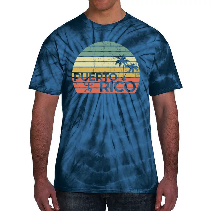 Vintage style Puerto Rico Retro Sunset Palm Tree Tie-Dye T-Shirt