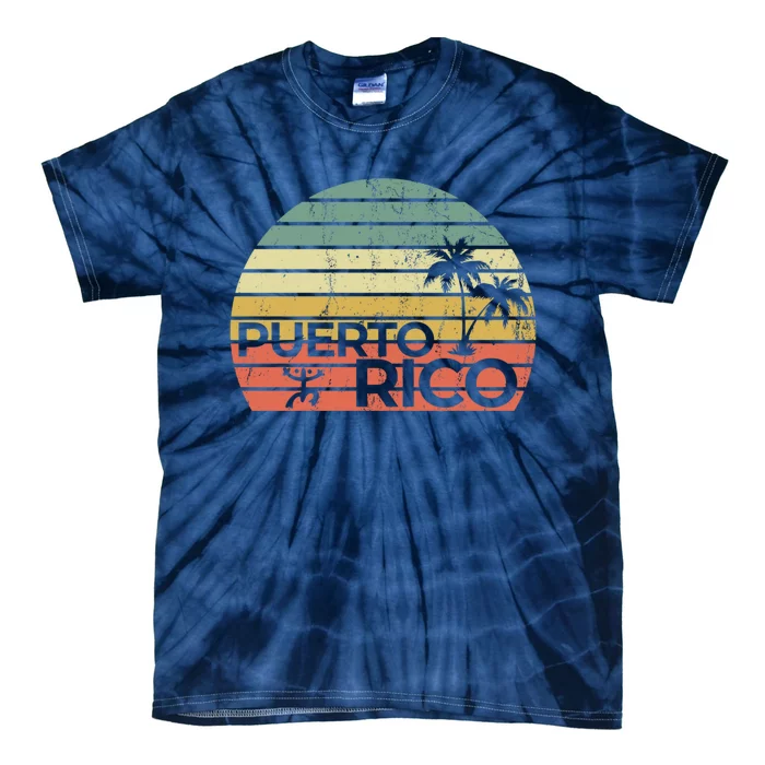 Vintage style Puerto Rico Retro Sunset Palm Tree Tie-Dye T-Shirt