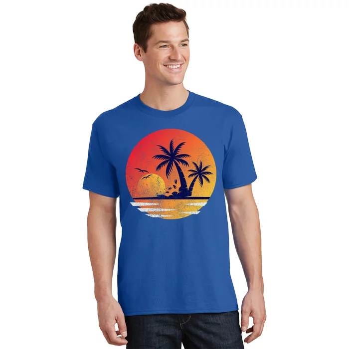 Vintage Sunrise Palms Vacay Summer Vacation Vibes Tee Sunset Gift T-Shirt