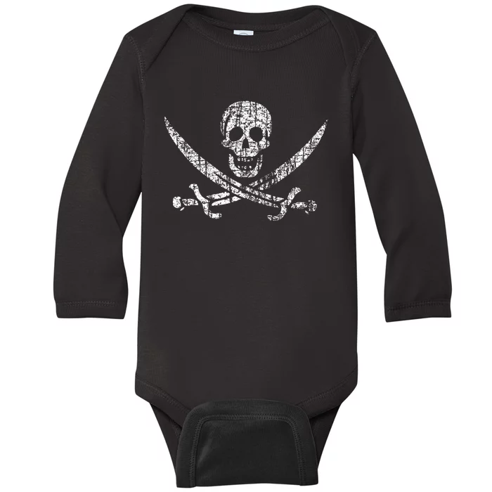 Vintage Skull Pirate Flag Baby Long Sleeve Bodysuit