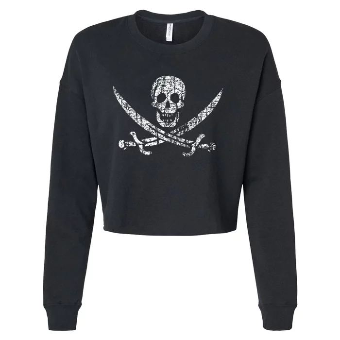 Vintage Skull Pirate Flag Cropped Pullover Crew