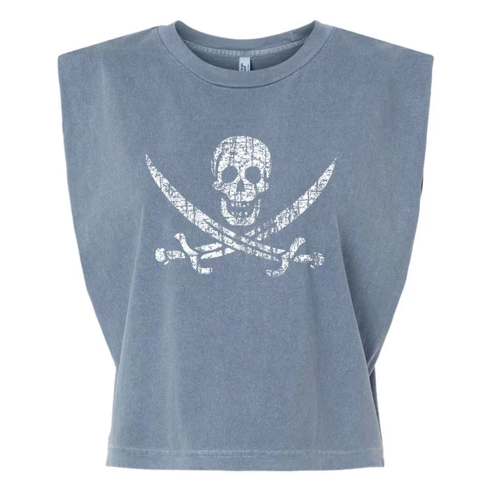 Vintage Skull Pirate Flag Garment-Dyed Women's Muscle Tee