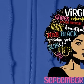 Virgo September Queen Melanin Black Birthday Gift Full Zip Hoodie