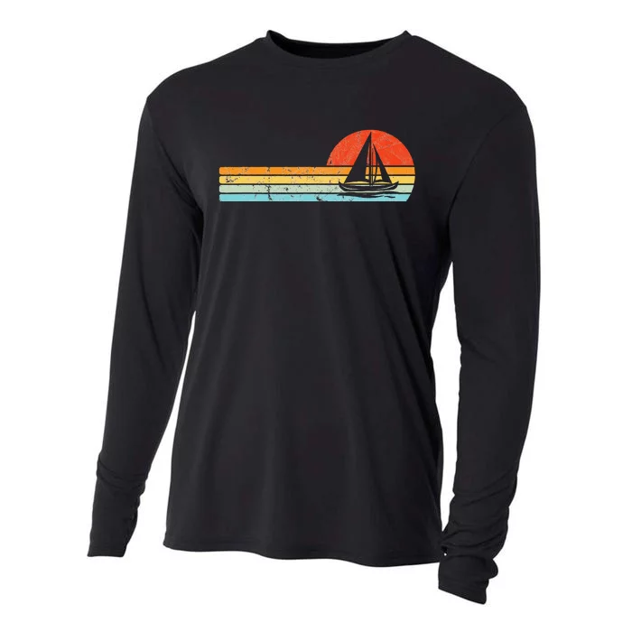 Vintage Sailboat Retro Sunset Boat Captain Sailing Gear Cooling Performance Long Sleeve Crew