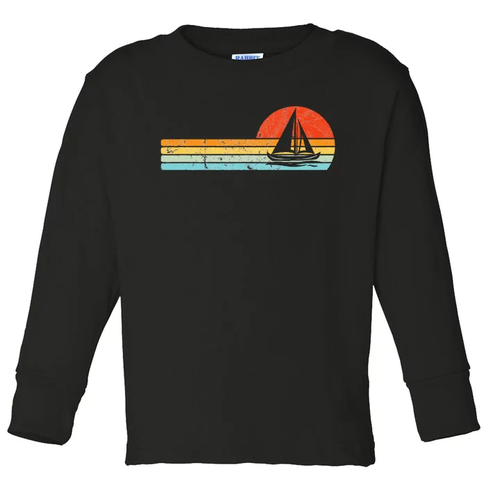 Vintage Sailboat Retro Sunset Boat Captain Sailing Gear Toddler Long Sleeve Shirt