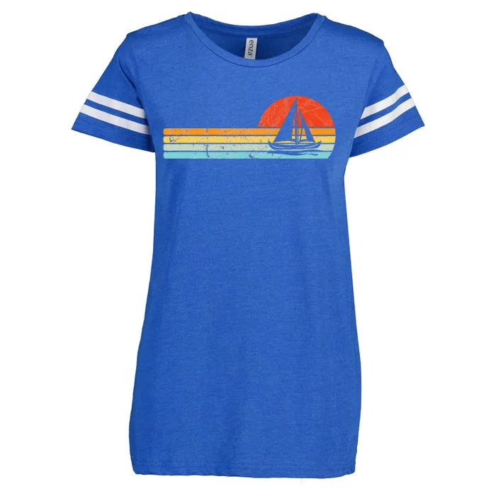 Vintage Sailboat Retro Sunset Boat Captain Sailing Gear Enza Ladies Jersey Football T-Shirt