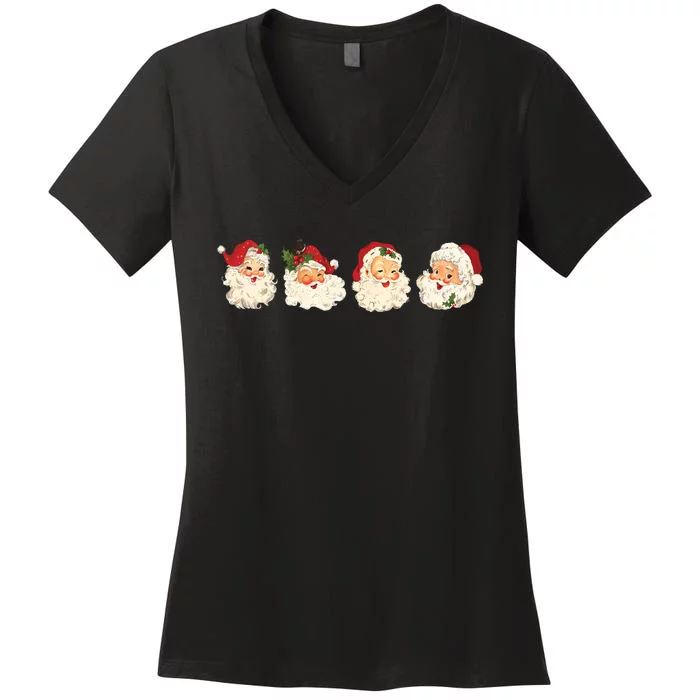 Vintage Santa Retro Christmas Women's V-Neck T-Shirt