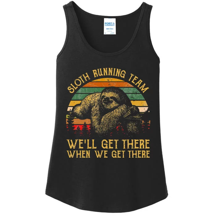 Vintage Sloth Running Team We'll Get There, Funny Sloth Ladies Essential Tank