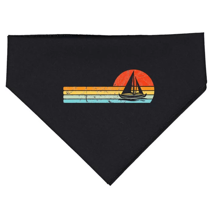 Vintage Sailboat Retro Sunset Boat Captain Sailing Gear USA-Made Doggie Bandana