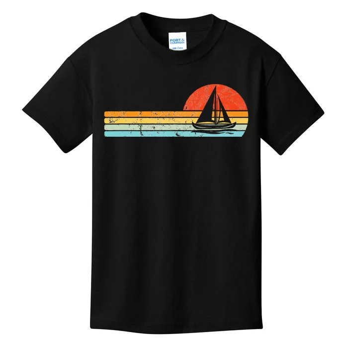 Vintage Sailboat Retro Sunset Boat Captain Sailing Gear Kids T-Shirt