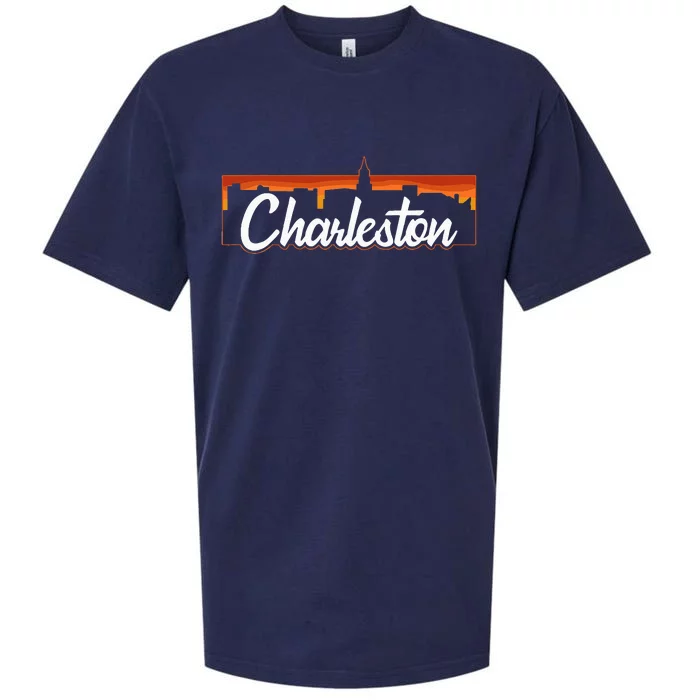 Vintage Style Retro Charleston South Carolina Sunset Skyline Sueded Cloud Jersey T-Shirt