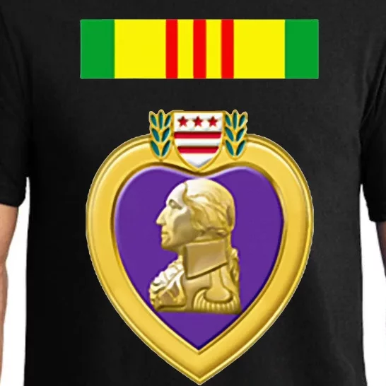 Vietnam Service Ribbon Above Purple Heart Military Pajama Set