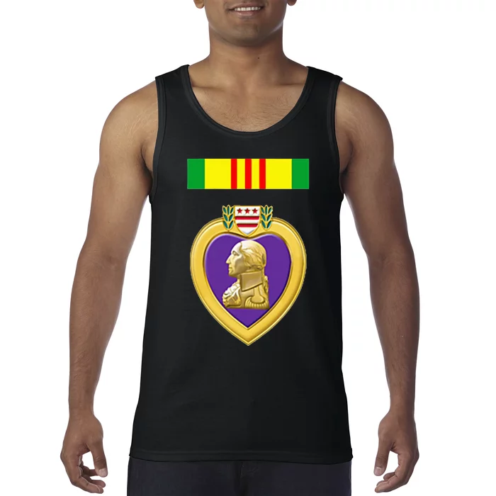 Vietnam Service Ribbon Above Purple Heart Military Tank Top