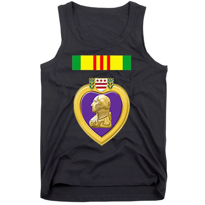 Vietnam Service Ribbon Above Purple Heart Military Tank Top