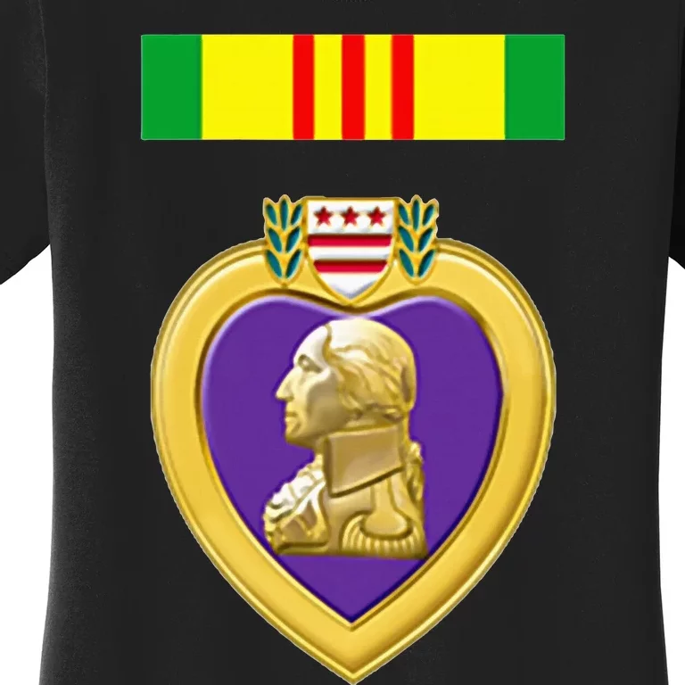 Vietnam Service Ribbon Above Purple Heart Military Women's T-Shirt