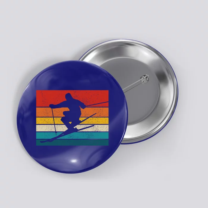 Vintage Ski Retro Skiing Freeski Skier Gift Button