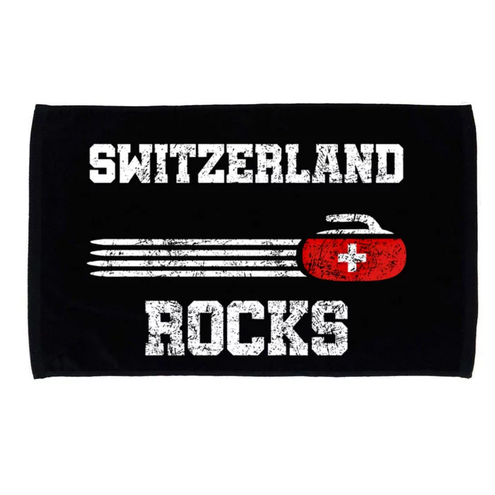 Vintage Switzerland Rocks Curling Swiss Curlers Gift Funny Gift Microfiber Hand Towel