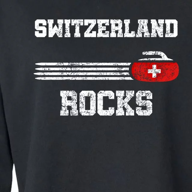 Vintage Switzerland Rocks Curling Swiss Curlers Gift Funny Gift Cropped Pullover Crew