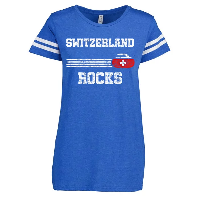 Vintage Switzerland Rocks Curling Swiss Curlers Gift Funny Gift Enza Ladies Jersey Football T-Shirt