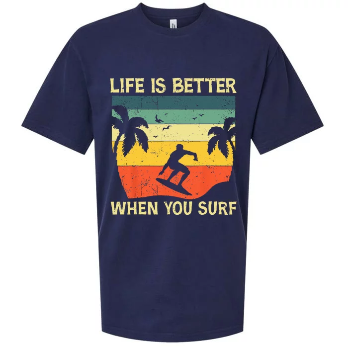 Vintage Surfer Retro Surfing Beach Summer Surfer Sueded Cloud Jersey T-Shirt