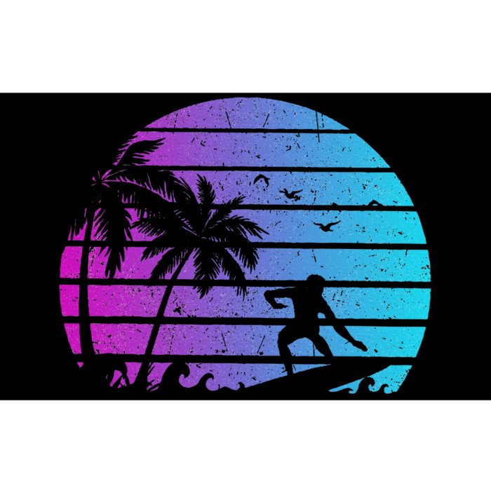 Vintage Surfer Retro Surfing Beach Surf Wave Silhouette Bumper Sticker