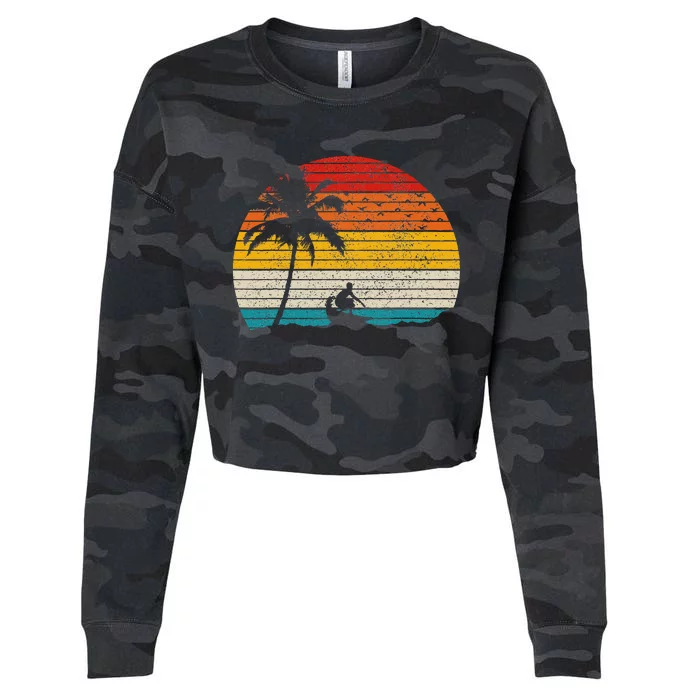 Vintage Surfer Retro Surfing Beach Surf Cropped Pullover Crew