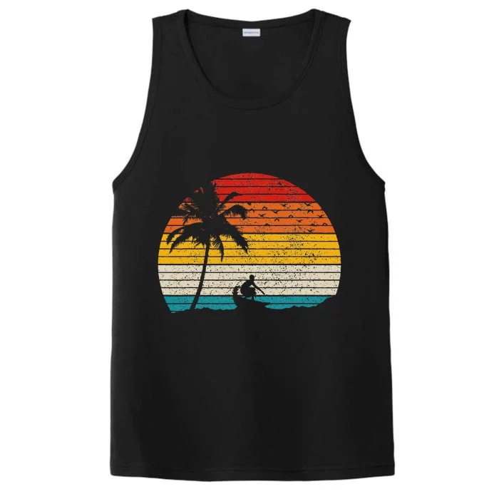 Vintage Surfer Retro Surfing Beach Surf Performance Tank