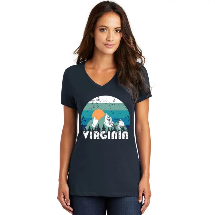 Virginia State Retro Vintage Women's V-Neck T-Shirt