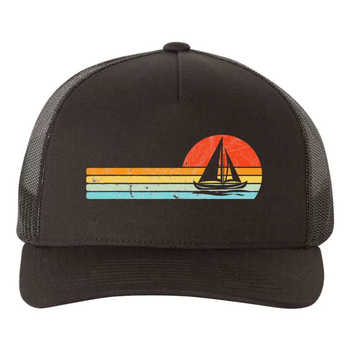 Vintage Sailboat Retro Sunset Boat Captain Sailing Gear Yupoong Adult 5-Panel Trucker Hat