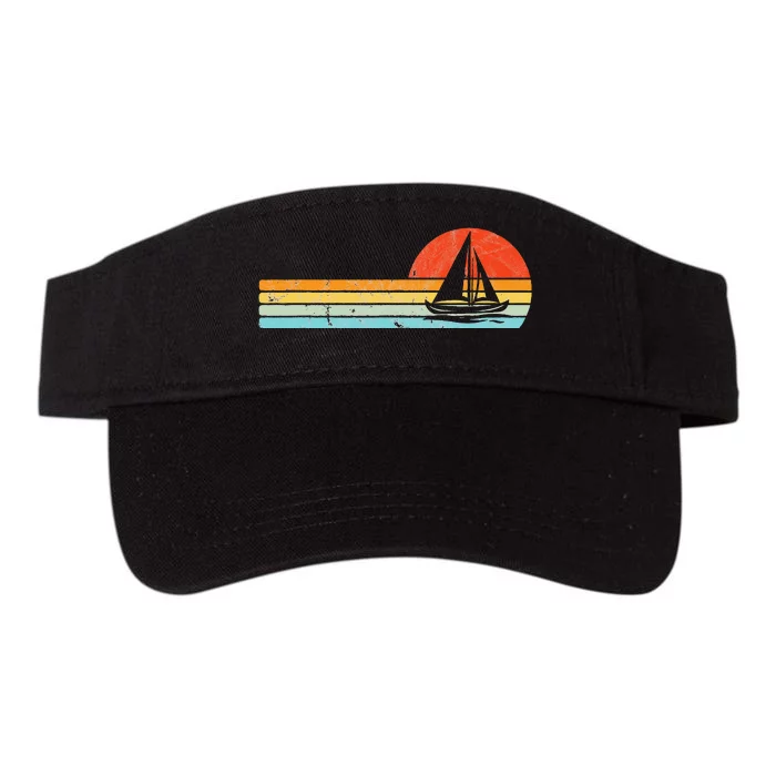 Vintage Sailboat Retro Sunset Boat Captain Sailing Gear Valucap Bio-Washed Visor