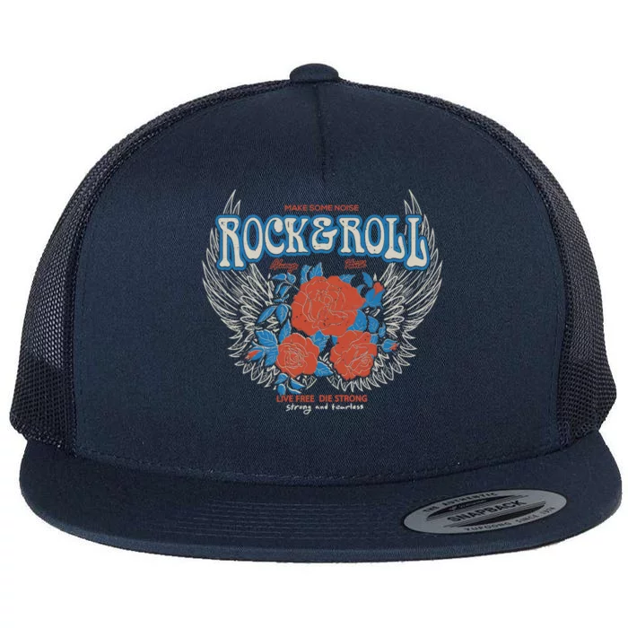 Vintage Style Rock And Roll Freedom Always Hard Angle Wings Gift Flat Bill Trucker Hat