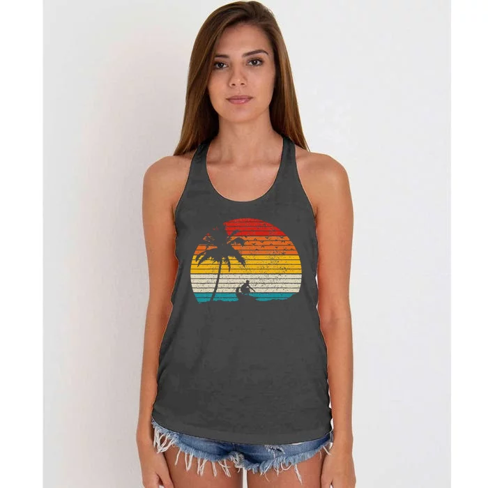 Vintage Surfer Retro Surfing Beach Surf Women's Knotted Racerback Tank