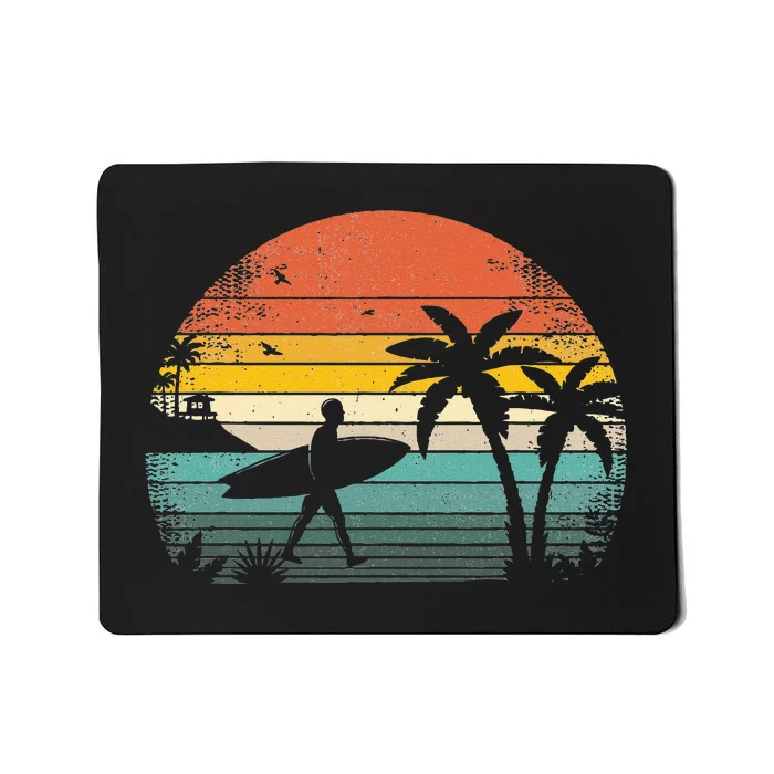 Vintage Surfing Retro Surf Style Palm Tree For Surfers Mousepad