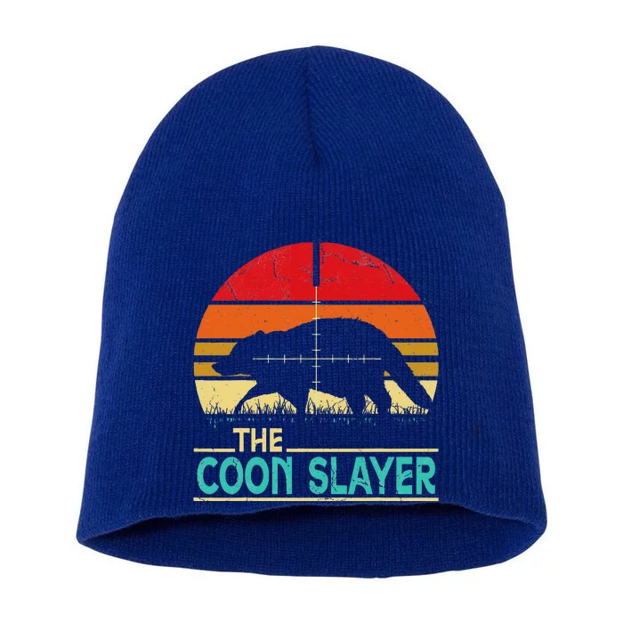 Vintage Sunset Retro Style Coon Hunting Coon Slayer Gift Short Acrylic Beanie