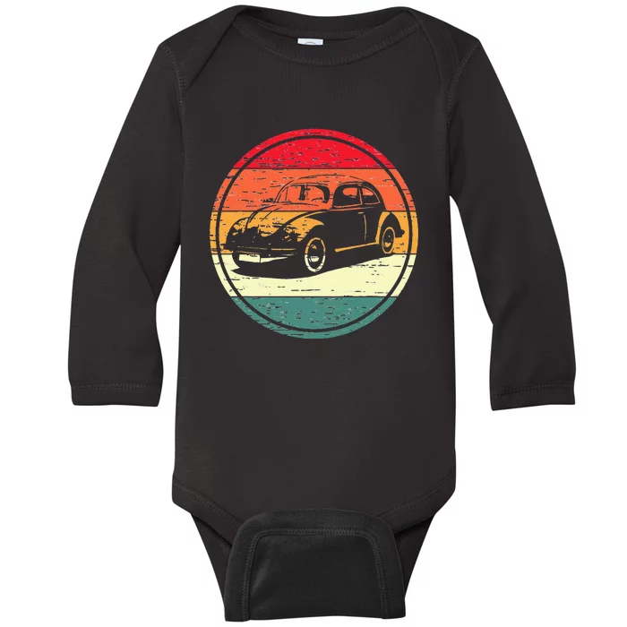 Vintage Sun Retro Sunset Tuning Beetle Car Vintage Car Baby Long Sleeve Bodysuit