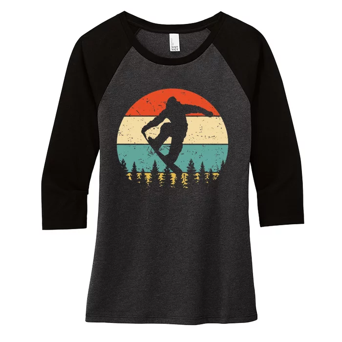 Vintage Snowboarding Retro Snowboard Women's Tri-Blend 3/4-Sleeve Raglan Shirt