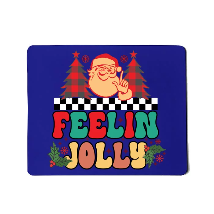 Vintage Santa Retro Christmas Tree Feelin Jolly Funny Xmas Gift Mousepad