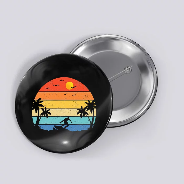 Vintage Surfer Retro Surfing Beach Surf Button