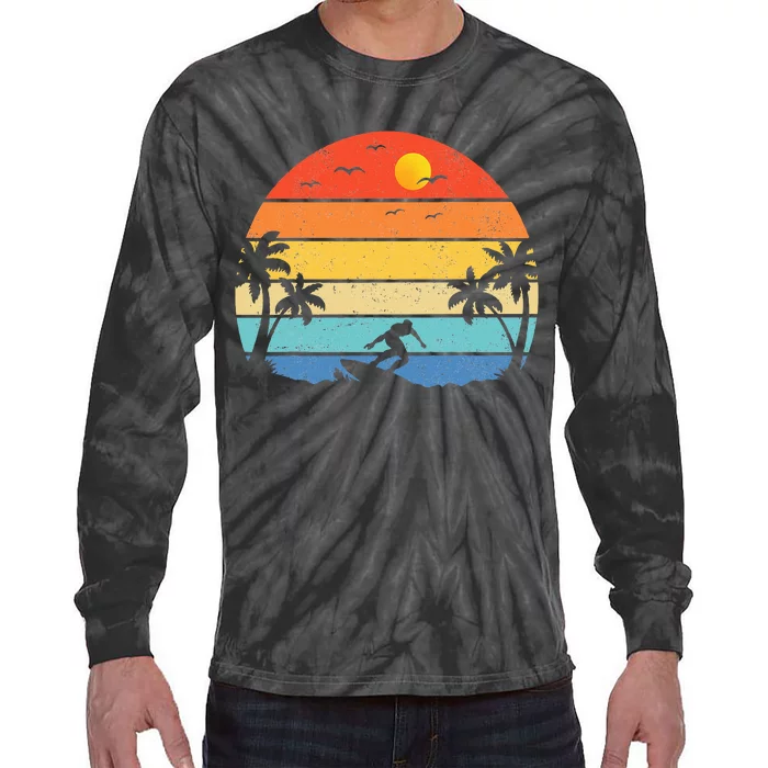 Vintage Surfer Retro Surfing Beach Surf Tie-Dye Long Sleeve Shirt