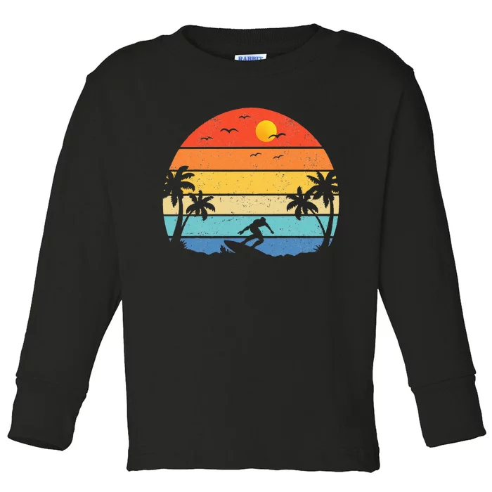 Vintage Surfer Retro Surfing Beach Surf Toddler Long Sleeve Shirt